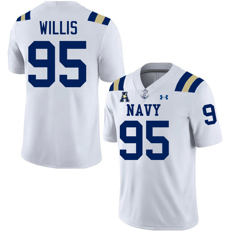 Navy Midshipmen #95 Griffen Willis College Football Jerseys,Apparels Stitched-White Navy Midshipmen #95 Griffen Willis College Football Jerseys,Apparels Stitched-White